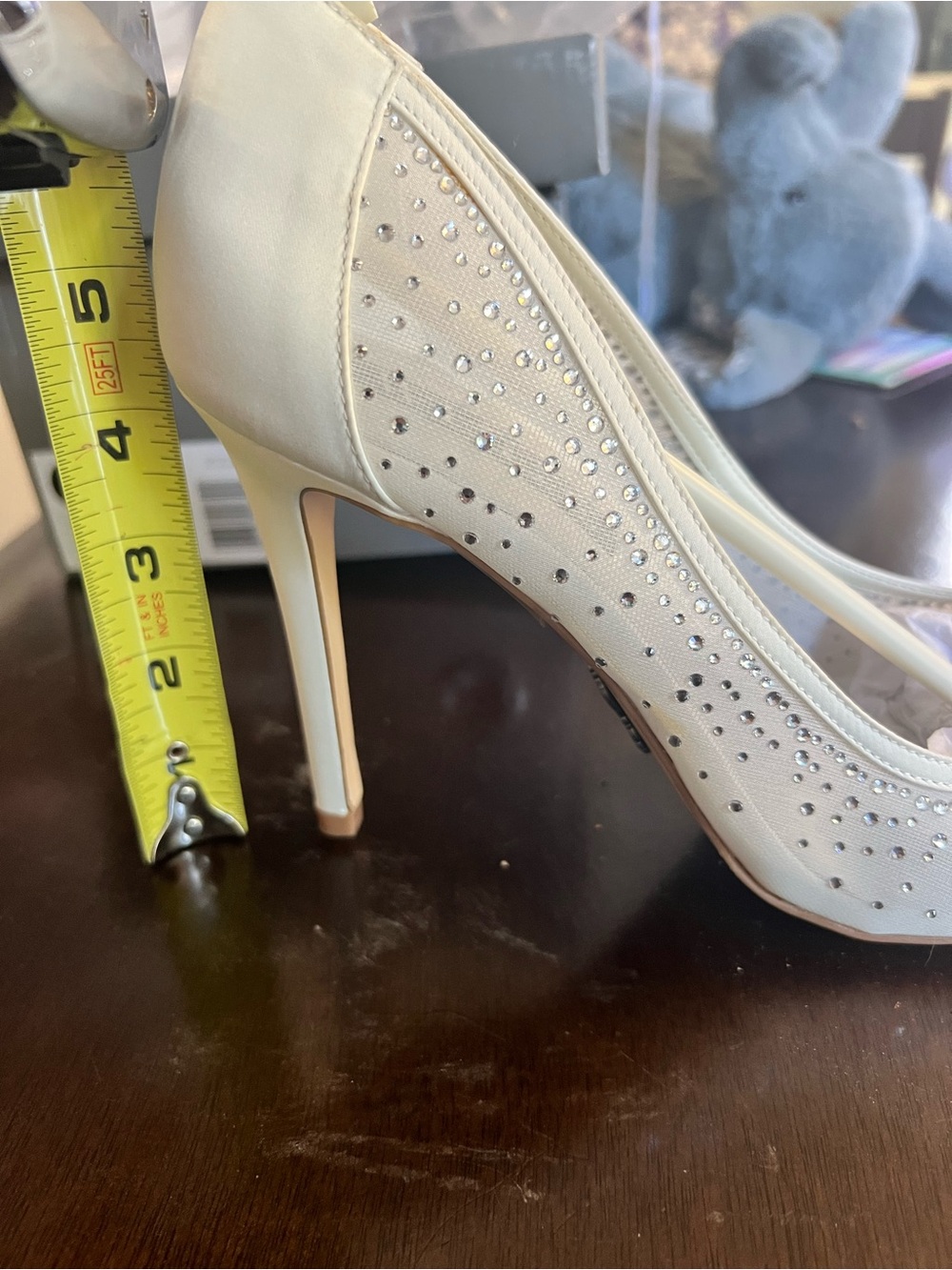 White by Vera Wang White Satin Crystal-Embellished Pumps - Picture 4 of 6